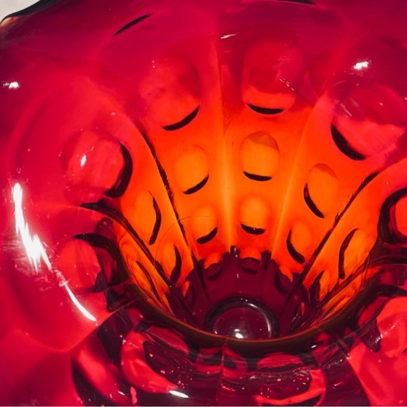 Fenton Ruby Red & Amber “Amberina” Tulip-Shaped Vase / Dish / Centerpiece. EUC - Picture 6 of 12